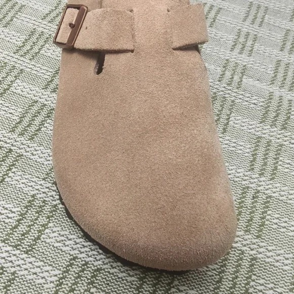 🍭women's Latte Cream Suede Birkenstock Boston Shoes - Narrow Fit - Picture 3 of 5